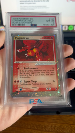 2003 POKEMON EX RUBY & SAPPHIRE 100/109 MAGMAR EX PSA 8 ***BORDER SWIRL*** - Image 2