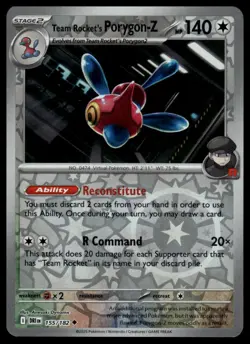 Team Rocket's Porygon-Z 155/182 Destined Rivals Pokemon - Reverse Holo - Image 1