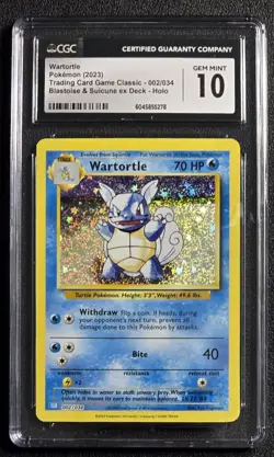CGC 10 Wartortle 002/034 CLB Trading Card Game Classic Holo Pokemon TCG card - Image 1