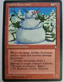 MTG Magic The Gathering Card Goblin Snowman Summon Goblins Red Ice Age 1995 - Image 1