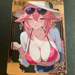 Goddess Story Gold METAL Card - Serial Number #073/100! Anime Bikini Yae Miko - Image 1