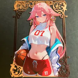 Goddess Story Gold METAL Card - Serial Number #076/100! Anime Bikini Yae Miko - Image 1