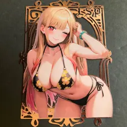 Goddess Story Gold METAL Card - Serial Number #056/100! - Anime Bikini Marin - Image 1