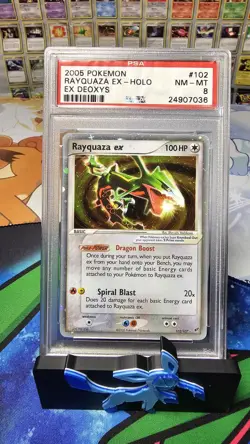 Pokemon 2005 Rayquaza EX Deoxys Holo Rare Card 102/107 PSA 8 🔥POP 245🔥 - Image 1