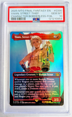 MTG FINAL FANTASY CHARACTER BORDERLESS FOIL Vaan, Street Thief PSA GRADE 10 - Image 1