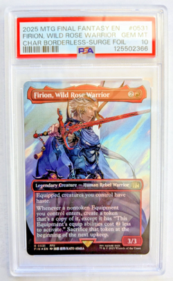 MTG FINAL FANTASY BORDERLESS SURGE FOIL Firion, Wild Rose Warrior PSA GRADE 10 - Image 1