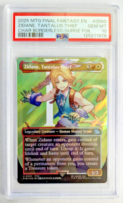 MTG FINAL FANTASY CHARACTER BORDERLESS SURGE FOIL Zidane, Tantalus Thief PSA 10 - Image 1