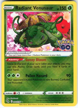 Radiant Venusaur 004/078 Pokemon Pokemon GO Holo Radiant Rare NM - Image 1