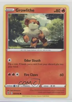 Growlithe Pokemon Sword & Shield Rebel Clash #027 - Image 1