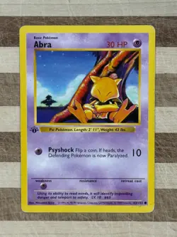 1999 Pokemon TCG Abra 1st Edition Card #43/102 - Image 1