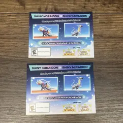 2x Shiny Koraidon & Miraidon Pokemon Scarlet Violet Code Card - Gamestop - Image 1