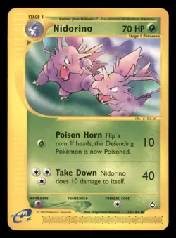 Nidorino 55/147 Aquapolis Pokemon Card Regular Uncommon LP - Image 1
