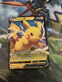 PIKACHU V Full Art Shining Fates Black Star Promo SWSH061 Pokemon Card NM - Image 1