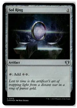 MTG Foil Sol Ring - Commander Masters Misprint Lightly Played English - Image 1