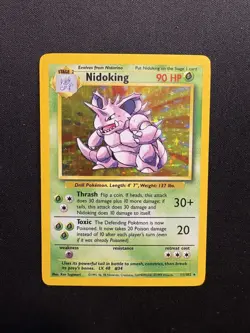 Nidoking 11/102 1999 Pokemon Base Set Unlimited Holo Rare WotC MP - Image 1