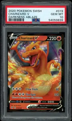 2020 Pokemon SWSH Charizard V #019 Full Art Darkness Ablaze PSA 10 GEM MINT - Image 1