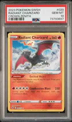 PSA 10 Radiant Charizard 020 Holo 2023 Pokemon SwSh Crown Zenith GEM MINT - Image 1