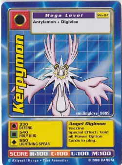 2000 TOEI DIGIMON THE MOVIE CCG PROMO CARD - Mo-07 KERPYMON Mega Level Near Mint - Image 1