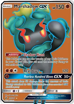 Pokemon Marshadow GX Full Art Holo TCG Card 137/147 Sm-Burning Shadows - Image 1