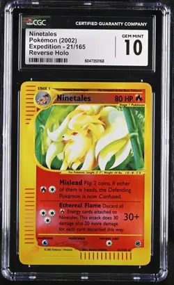 CGC 10 GEM MINT Ninetales 2002 Expedition 21/165 Reverse Holo Pokemon Card - Image 1
