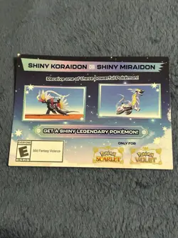 Shiny Koraidon Or Miraidon Pokemon Scarlet Violet Code Card - NEW UNSCRATCHED - Image 1