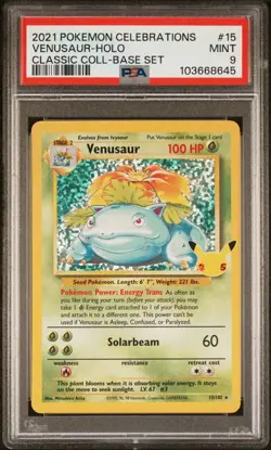PSA 9 Venusaur Pokemon Celebrations Base Set Classic Holo Rare Card 15/102 Mint - Image 1