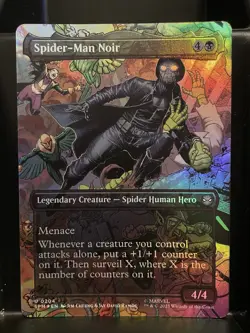 Spider-man Noir FOIL BORDERLESS SCENE #204 NM/M MTG Spiderman Magic Card - Image 1