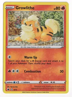 2022 Pokemon McDonalds Match Battle 4/15 Growlithe Holo Card - Image 1