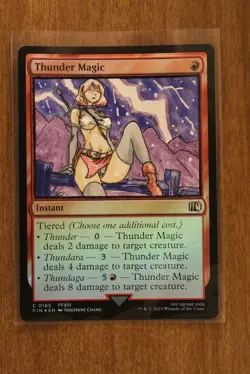 Thunder Magic Altered Art Hand Painted MTG Magic the Gathering Anime Girl FF - Image 1