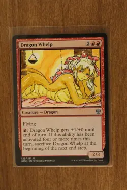 Dragon Whelp Altered Art Hand Painted MTG Magic the Gathering Anime Wendy Koopa - Image 1