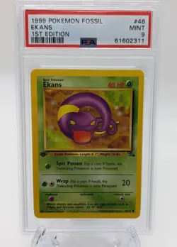 Pokemon TCG Fossil 1st Edition Ekans #46 Mint Graded PSA 9 - Image 1