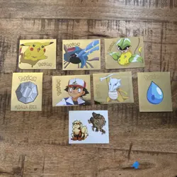 1999 & 2000 Navarette Pokemon 2 Mew & Mewtwo Gold Holographic Hit Stickers - Image 1
