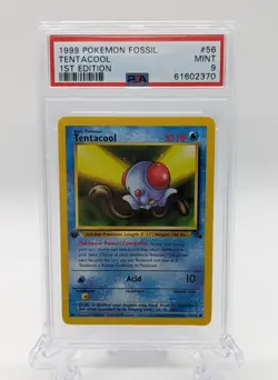 Pokemon TCG Fossil 1st Edition Tentacool #56 Mint Graded PSA 9 - Image 1
