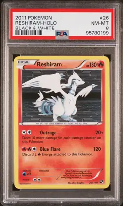 2011 POKEMON B&W #26 RESHIRAM-HOLO PSA 8 - Image 1