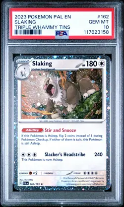 2023 POKEMON PAL EN-PALDEA EVOLVED TRIPLE WHAMMY TIN #162 SLAKING PSA 10 - Image 1