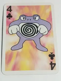 1999 Pokemon LP Poliwrath Bicycle Mini Playing Card 4 Of CLUBS. US SELLER - Image 1