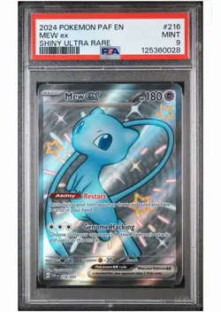 Pokemon Mew EX TCG Paldean Fates Holo Shiny Ultra Rare Card 216/091 PSA 9 Mint - Image 1