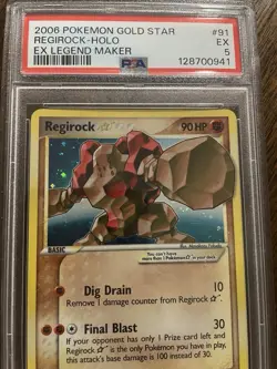 Regirock Gold Star Legend Maker Holo 91/92 PSA 5 Pokemon Card Slab - Image 3