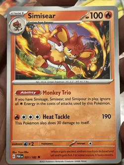 Pokemon TCG Simisear Paradox Rift Reverse Regular Uncommon Card 021/182 - Image 1