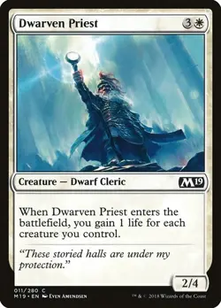 Dwarven Priest 4x FOIL M19 MTG Core Set 2019 Common MINT white - Image 1