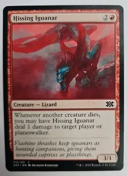 MTG Magic The Gathering Card Hissing Iguanar Creature Lizard Red Double Masters - Image 1
