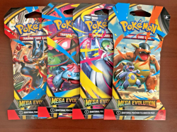 Pokemon Mega Evolutions Sleeved Booster Packs - 4 Full Art Set Collection Sealed - Image 1