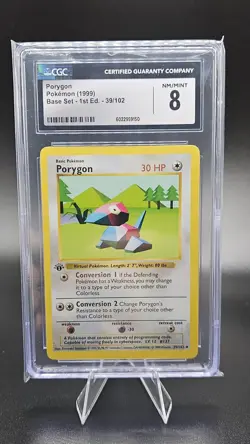 CGC 8 - Pokemon PORYGON - 1st EDITION Shadowless Base Set - 39/102 - Uncommon - Image 1