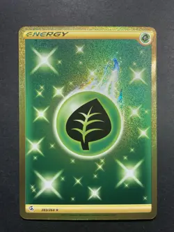 POKEMON FUSION STRIKE GRASS LEAF ENERGY SECRET RARE 283/264 TCG HOLO - Image 1