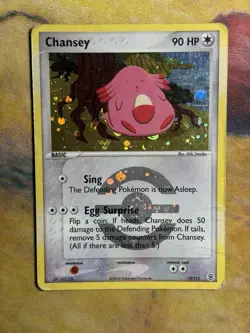 Chansey 19/112 EX Firered & Leafgreen Reverse Holo Rare 2004 Pokemon Card DMG - Image 2