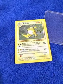 1999 Pokemon TCG Raichu Base Set Holo Rare Card 14/102 LP Condition - Image 3