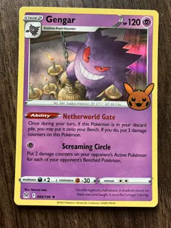 HOLO Gengar 066/196 - 2022 Pokemon Lost Origin Trick or Trade Rare Card NM - Image 1
