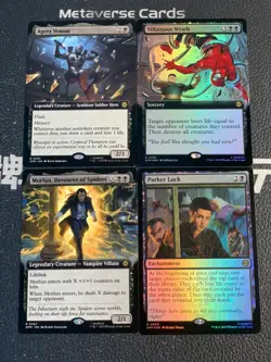 Magic MTG Agent Venom Parker Luck Borderless Foil Marvel Spider-Man Lot*4 - Image 1