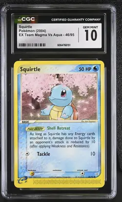 CGC 10 GEM MINT Squirtle 2004 EX Team Magma Vs Aqua 46/95 Pokemon Card - Image 1