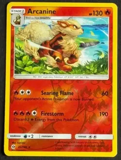 POKEMON ARCANINE 22/149 RARE REVERSE HOLOFOIL NM CARD SUN & MOON - Image 1